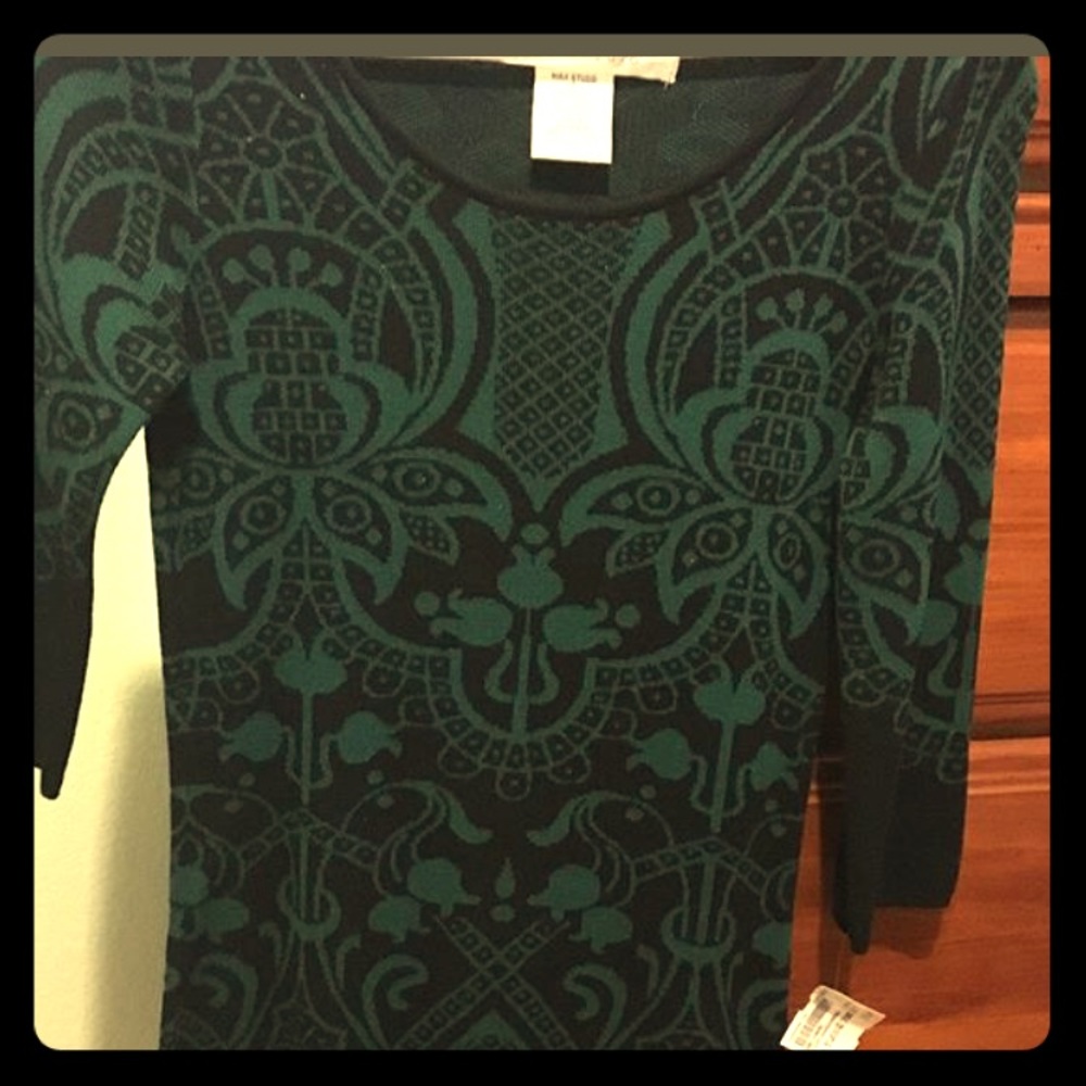 Black and green sweater dress