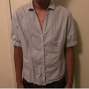 Unisex Vintage Striped Button Up T-Shirt