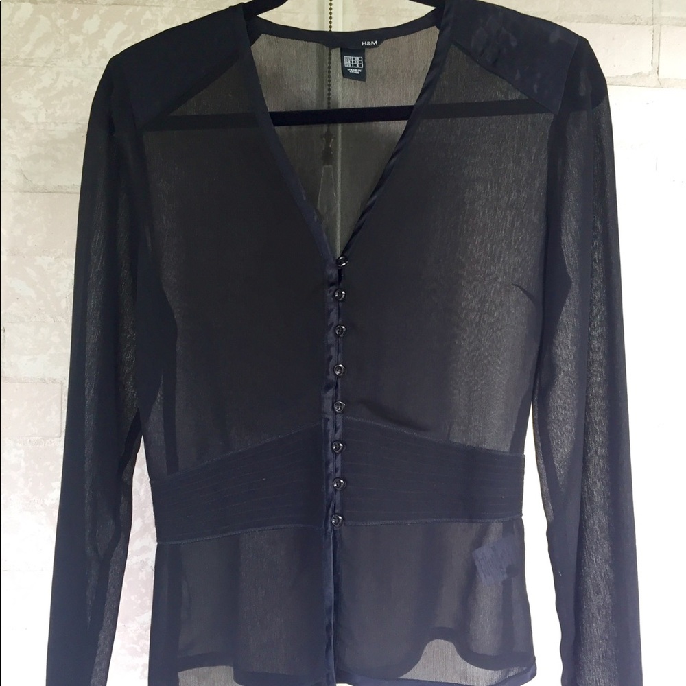 Black H&M Sheer Corset Style Blouse