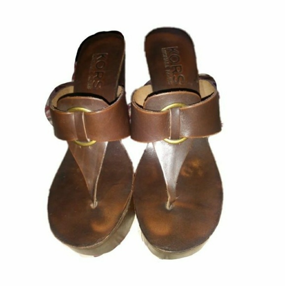 MICHAEL KORS WOODEN PLATFORM SANDALS - Picture 1 of 2