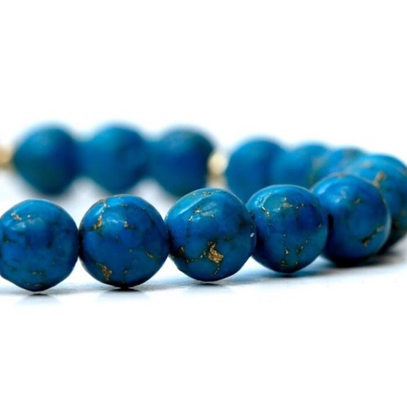 Hamsa turquoise Beaded stretch Bracelet - Picture 6 of 10