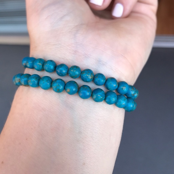Hamsa turquoise Beaded stretch Bracelet - Picture 10 of 10