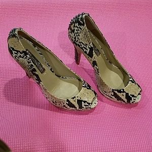 BCBG Max Azria Studded Snakeprint Heels