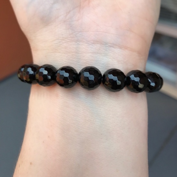 Black Agate Beaded stretch Bracelet - Picture 8 of 8