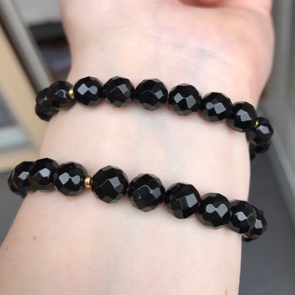 Hamsa black beaded stretch bracelet - Picture 10 of 10