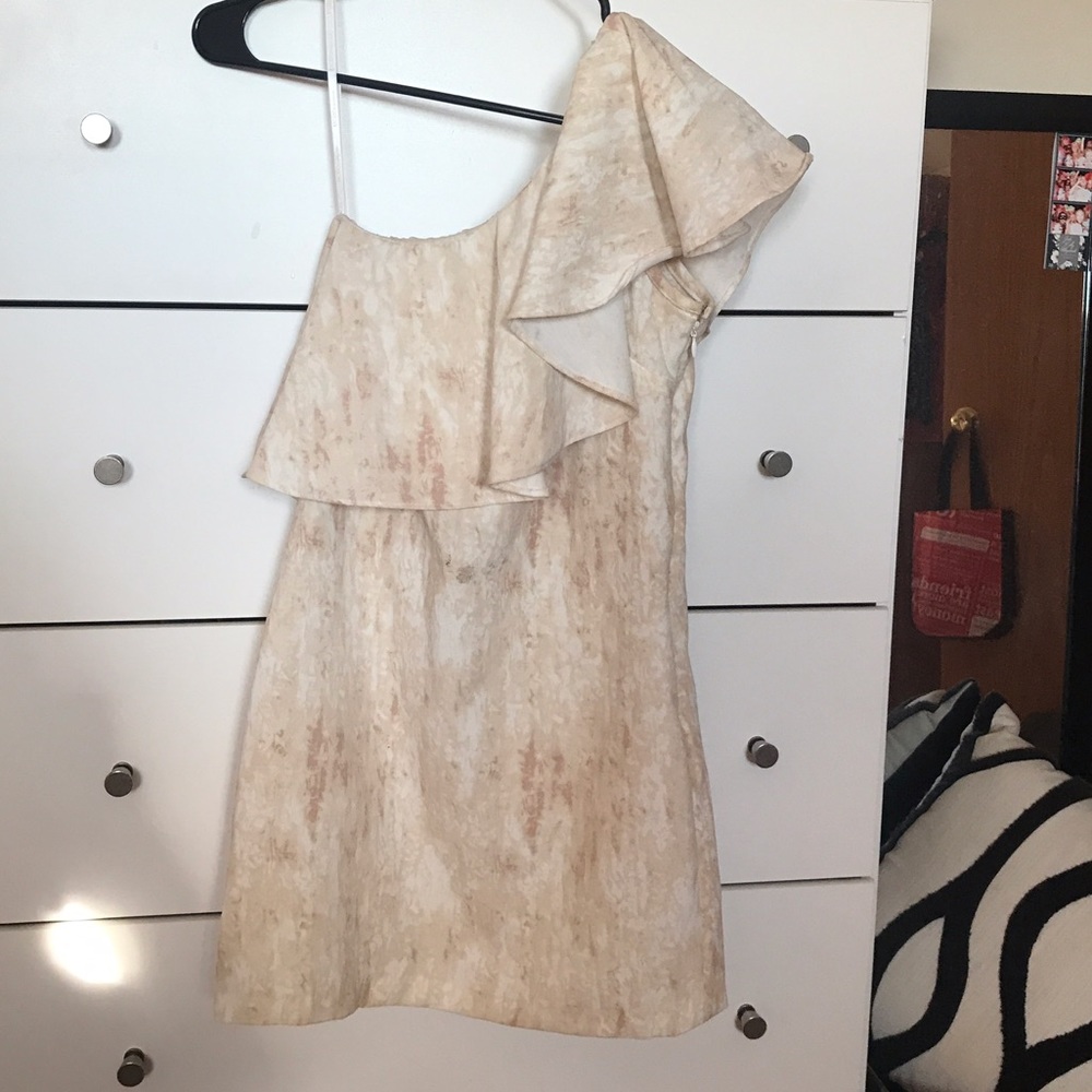 BCBG one shoulder ruffle cocktail dress
