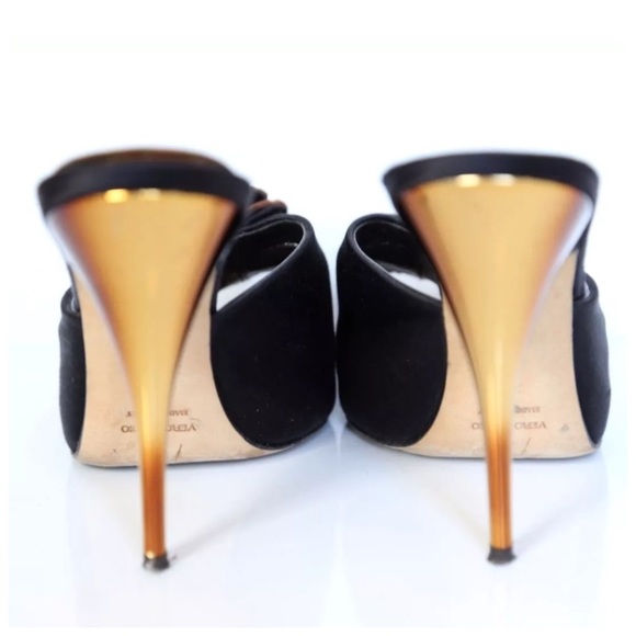 💜 Giuseppe Zanotti Black Satin Flower Shoes 37.5 - Picture 5 of 6