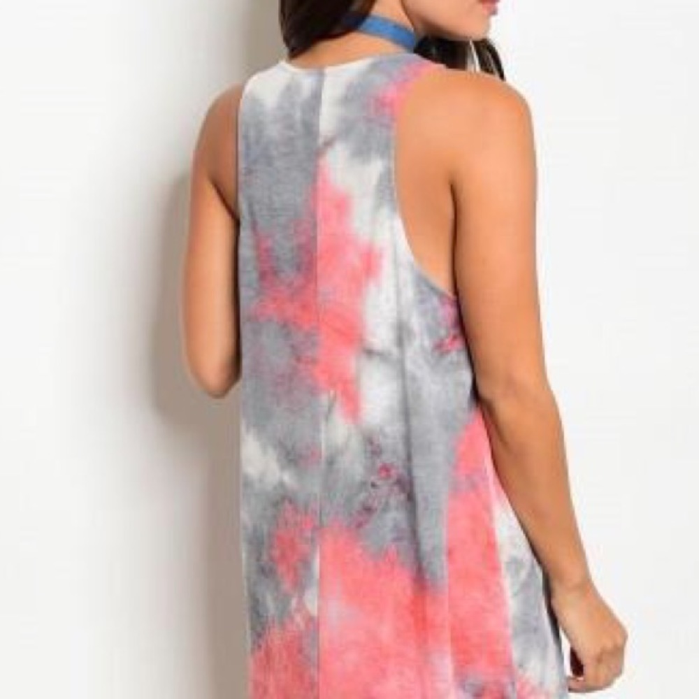 Pink Gray Lightweight Tie Dye Maxi Dress - Picture 3 of 3