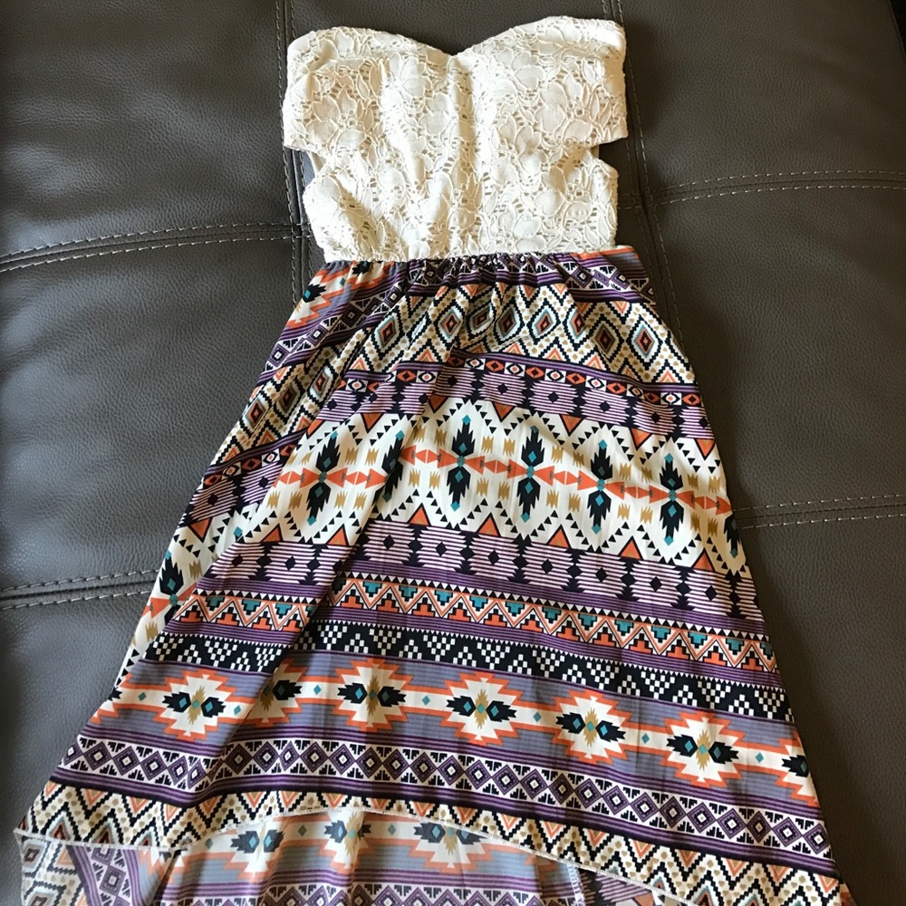 High to low strapless dress