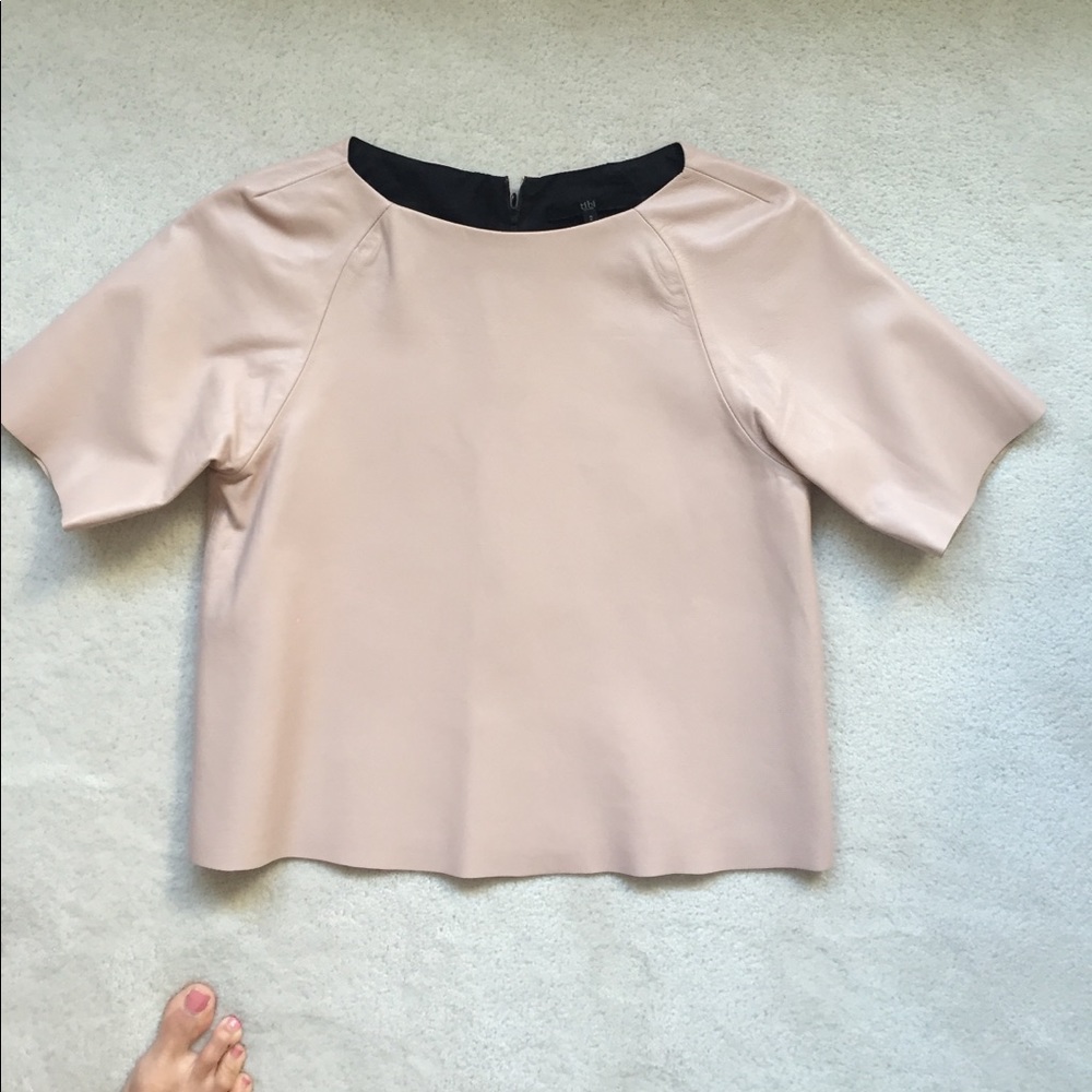 Tibi Leather short sleeve shirt, size 2