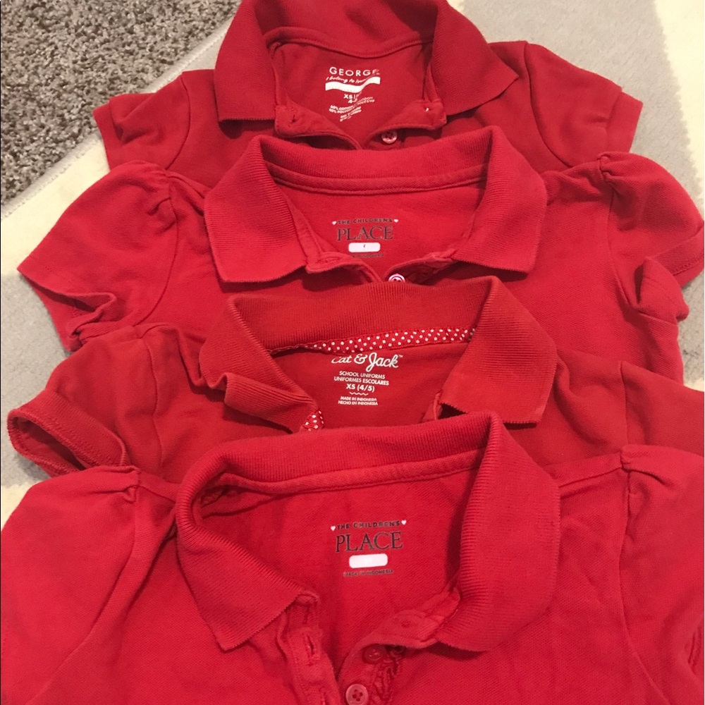 Set of 4 red polos