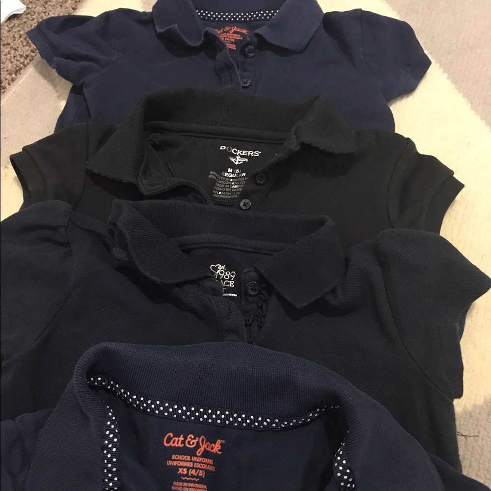 4 navy polos size 4-5 & 5T school polos