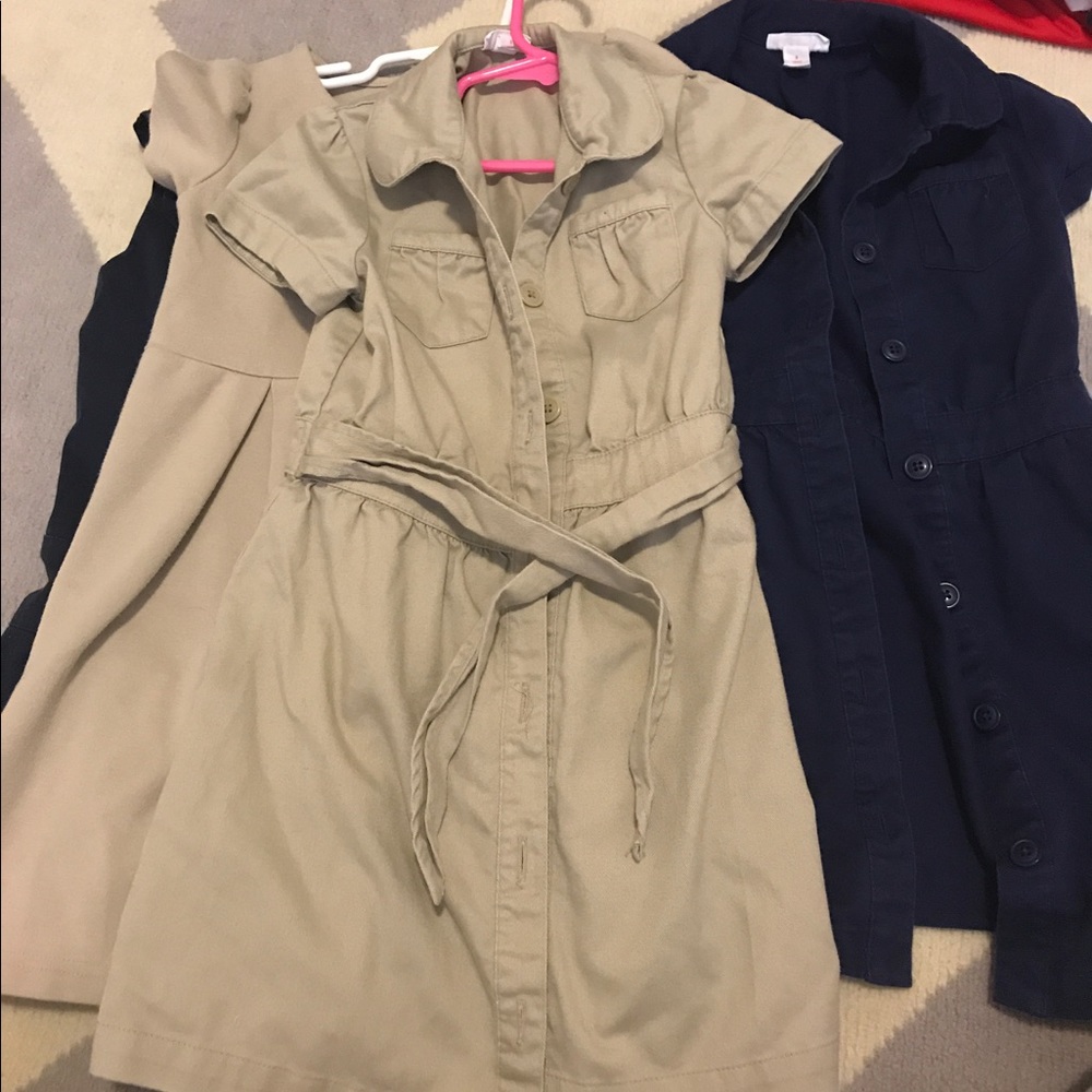 Uniform school dresses and tan and navy set of 4
