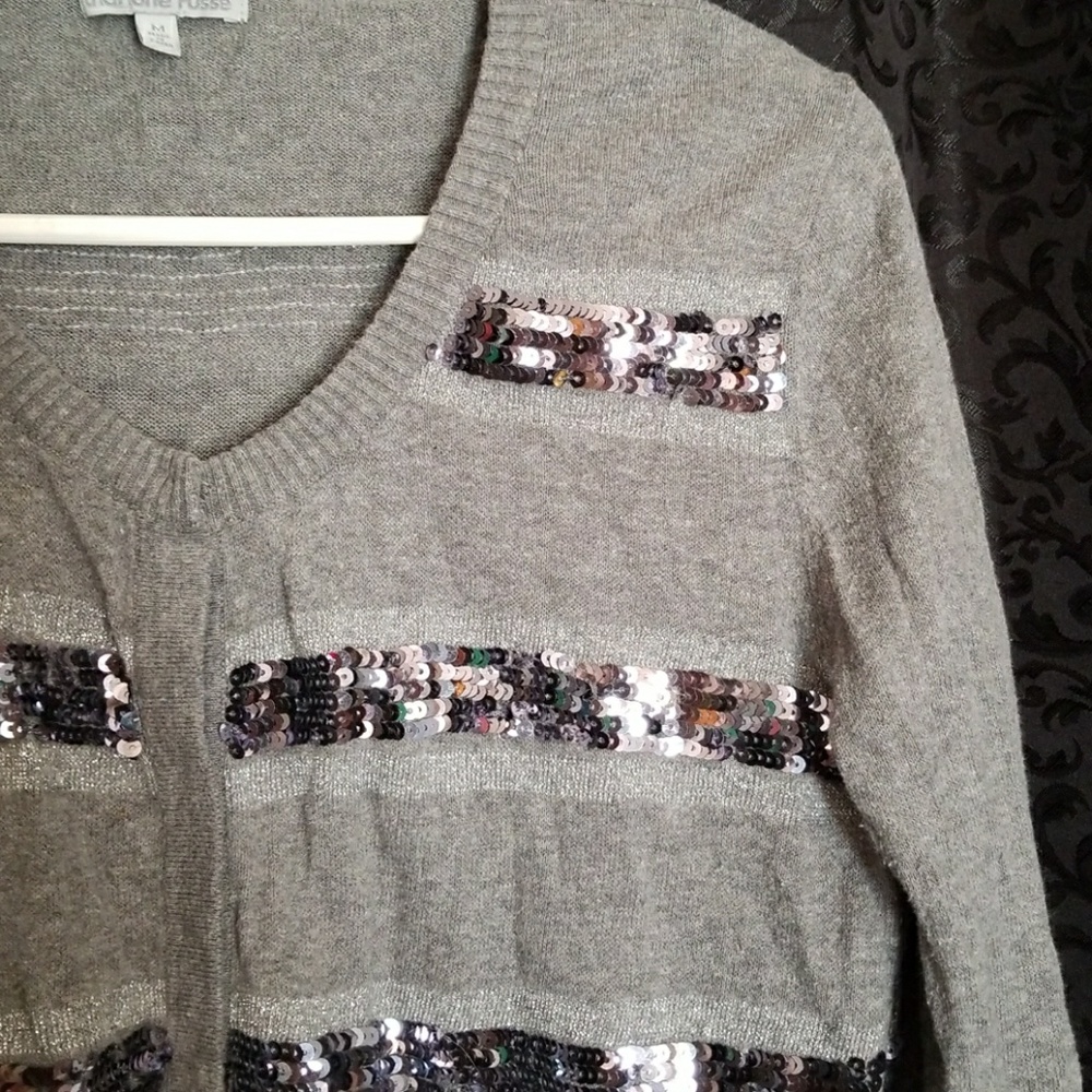 3/4 length sleeve, sequin striped cardigan