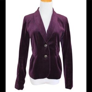 Plum Purple Velvet Blazer Jacket from J. CREW