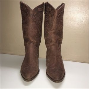 Spiegel Brown Leather Western Boots, Size 8.