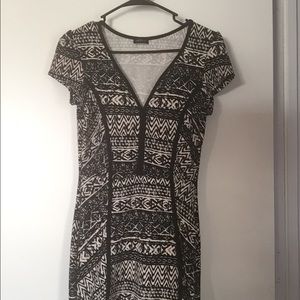 Black and tan bodycon dress