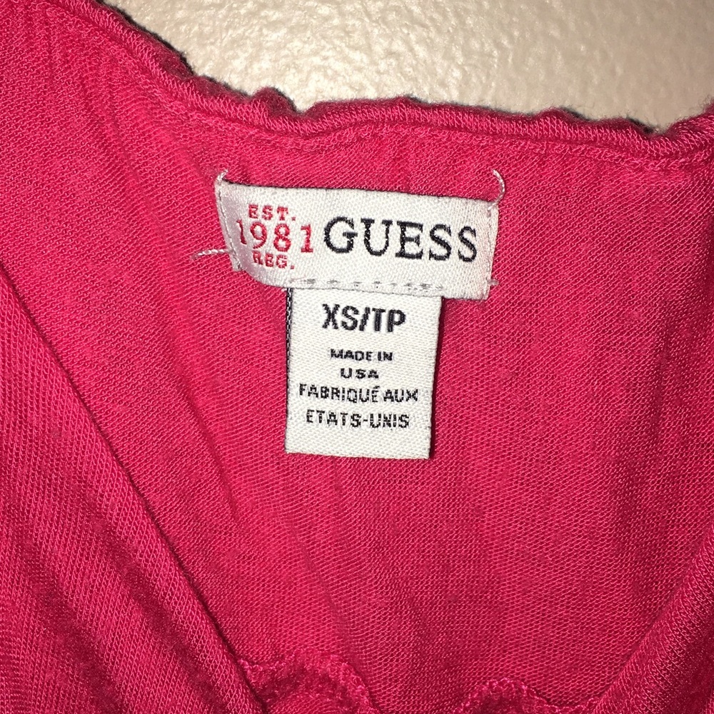 Guess✨ Ruffled Pink Tank Top✨ - Picture 2 of 3