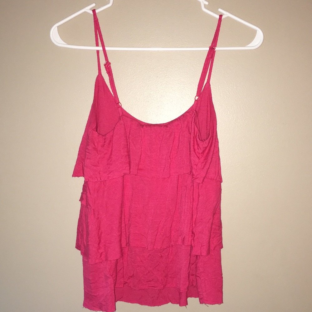 Guess✨ Ruffled Pink Tank Top✨ - Picture 3 of 3