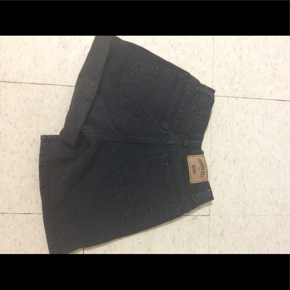 Black Faded High Waist Denim Shorts