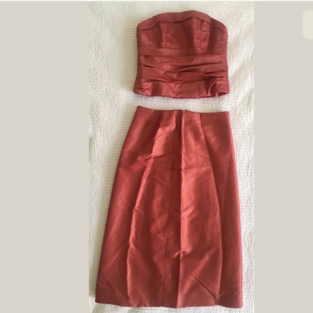 AMSALE 2 Piece Dress Skirt Crinkle Strapless