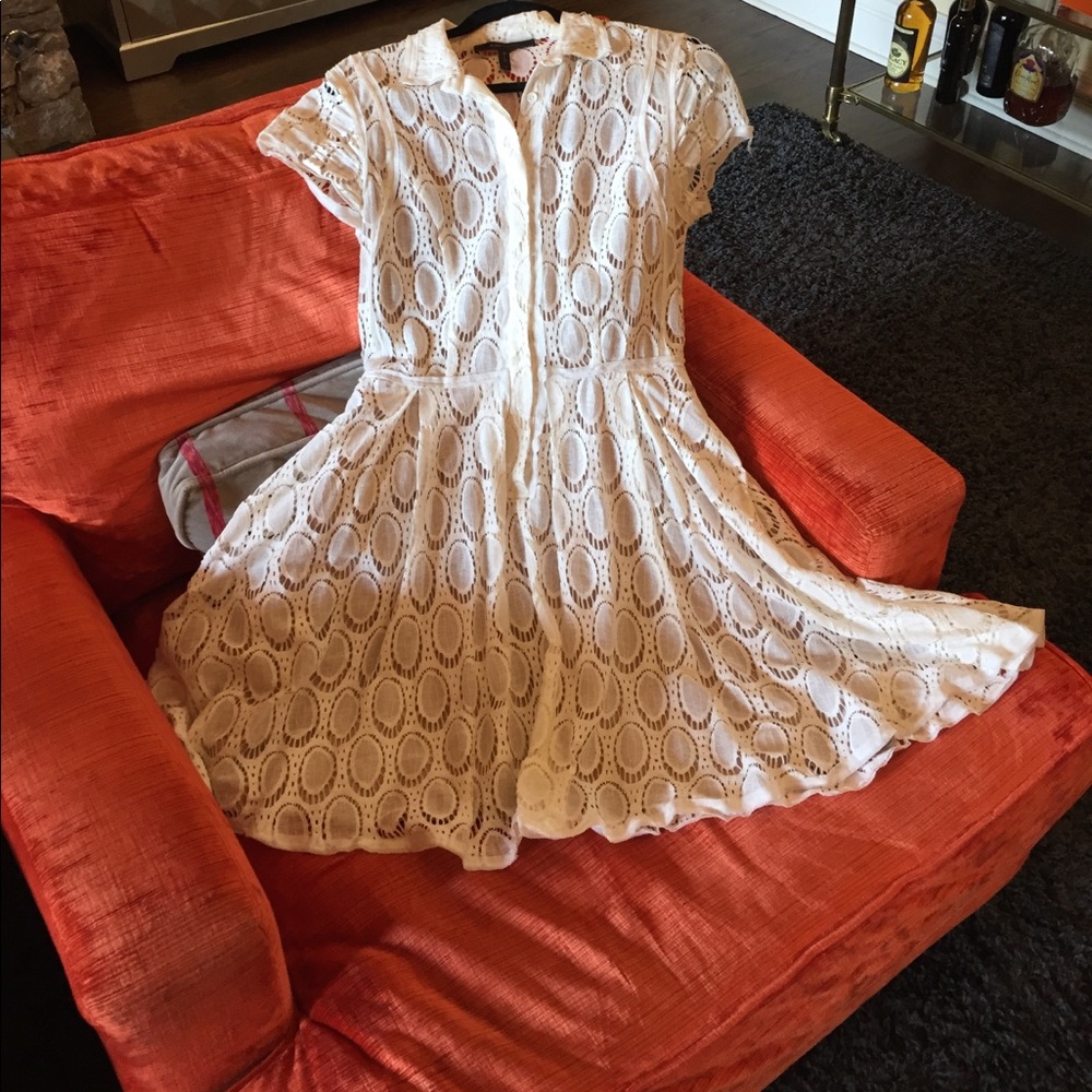 BCBG eyelet, button up dress