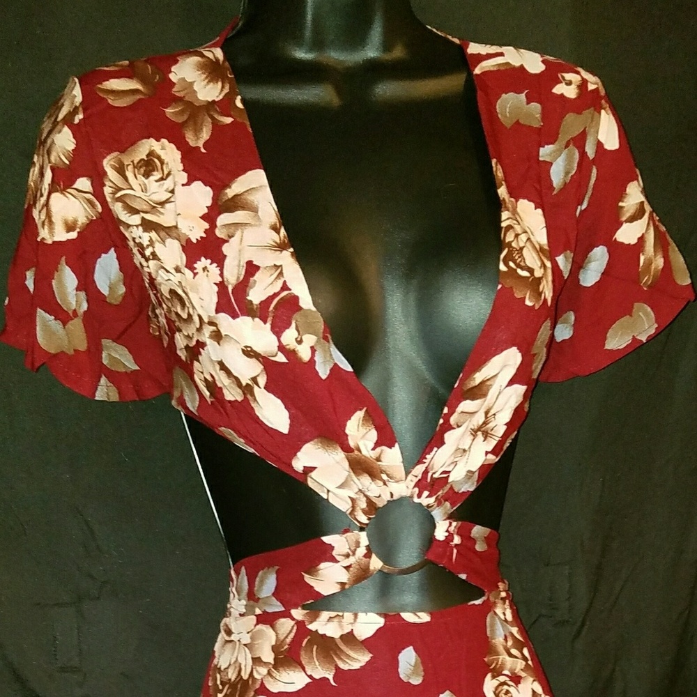 Floral Print Cut Out Dress