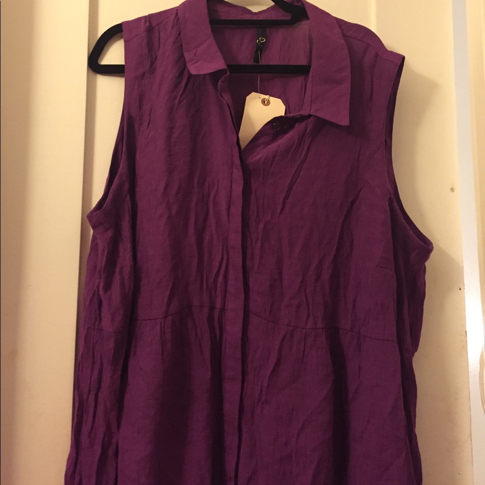 Purple Collar Sleeveless Shirt