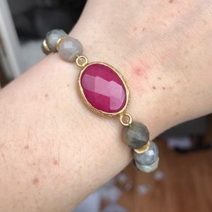Dyed Ruby Labradorite Beaded Bracelet