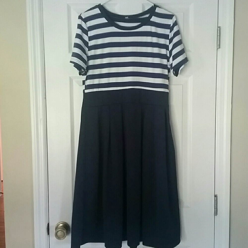 Navy & White Nautical Striped Dress