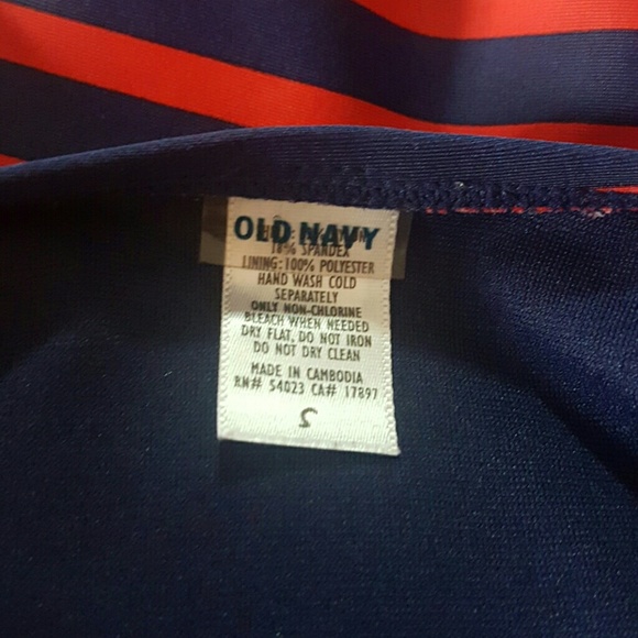 Red and Blue Striped Halter Swimming Suit - Picture 3 of 3