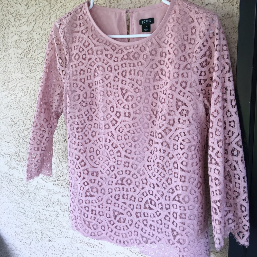 JCrew pink lace lined 3/4 shirt