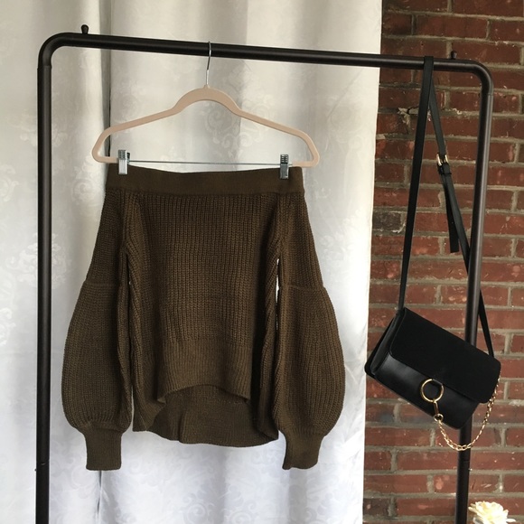 🆕Sophie Olive Green Off the Shoulder Sweater - Picture 5 of 7