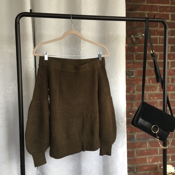 🆕Sophie Olive Green Off the Shoulder Sweater - Picture 7 of 7