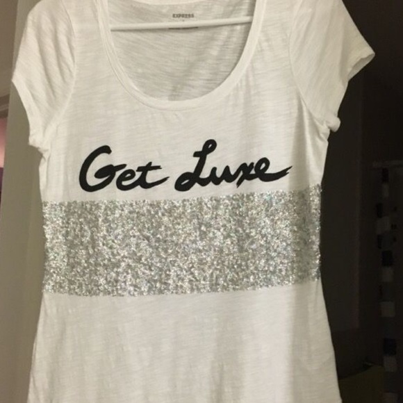 Express women's white top with silver sequins - Picture 1 of 1