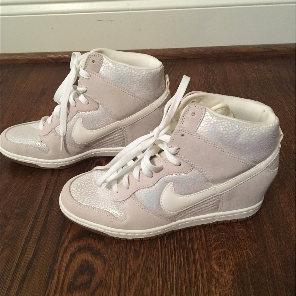 Brand new Nike white platform wedge sneakers 8.5