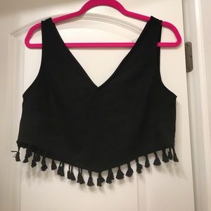 NEVER WORN fringe black crop top!