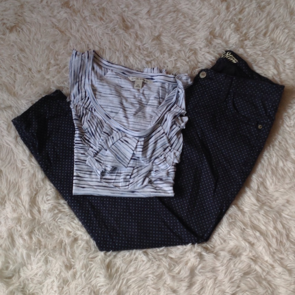 Navy polka dot skinny jeans