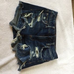 High-Waisted Destroyed Jean Shorts
