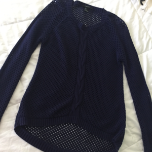 Navy Blue Crochet Sweater