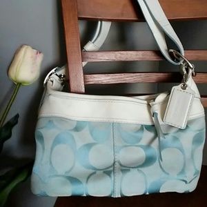 COACH Bag light blue with white strap