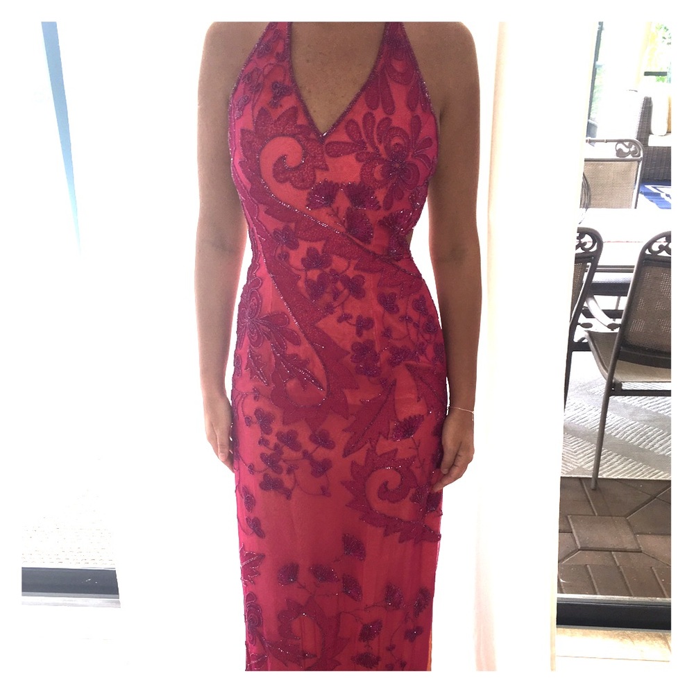 Pink beaded formal dress