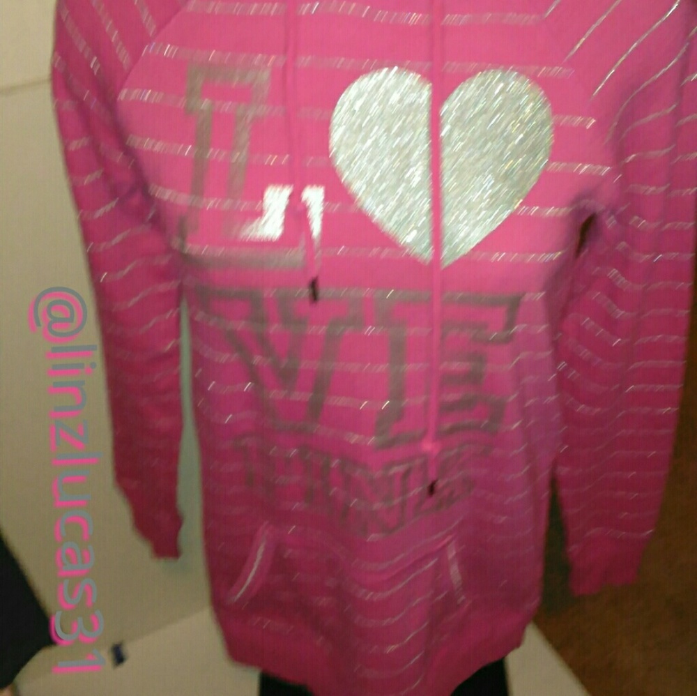 VSPINK szXS bling pullover hoodie, EUC