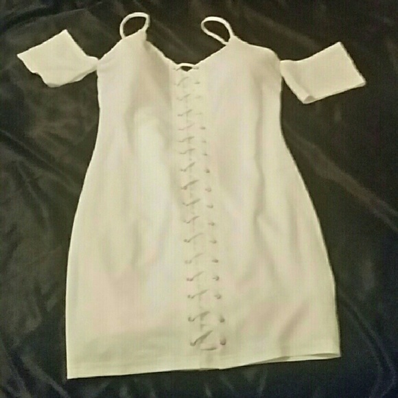 ■SOLD■New lace up cold shoulder mini dress - Picture 2 of 6