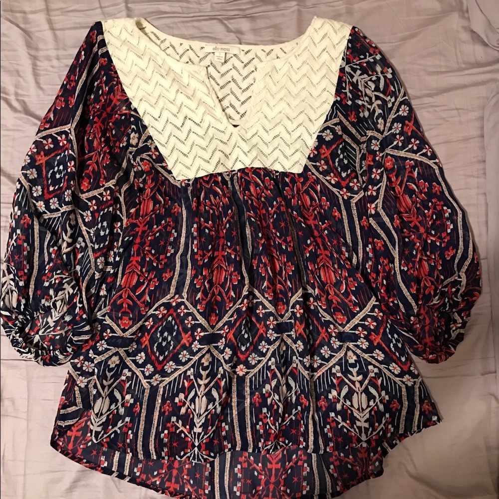 Silky flowy colorful Ella moss blouse