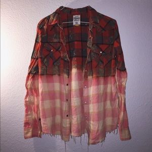 Red Grunge Dip Dyed Flannel