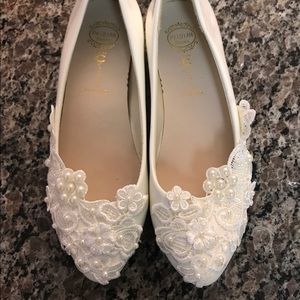 Ivory Beaded Flats US Size 8.5-9
