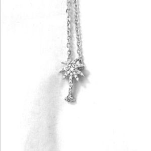 Diamond palmetto tree necklace
