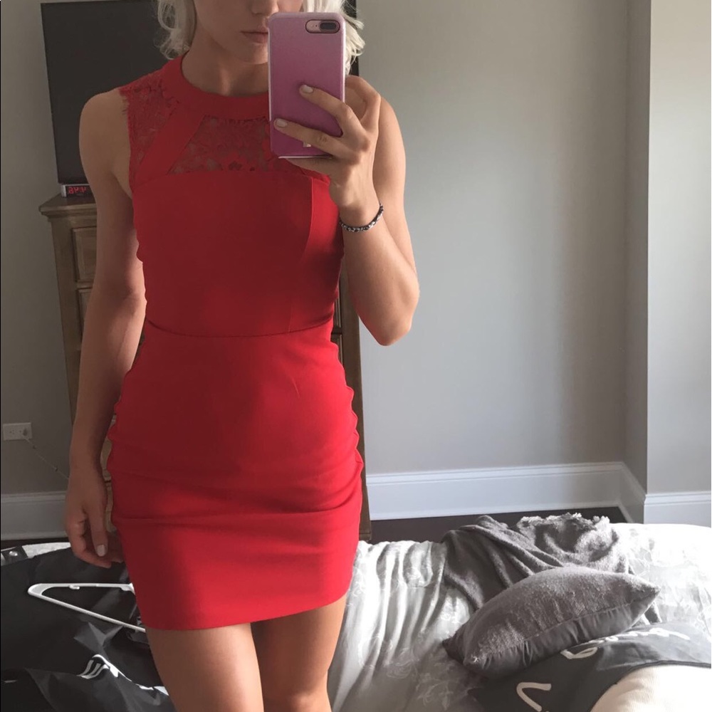 Sexy red dress with lace detail from express