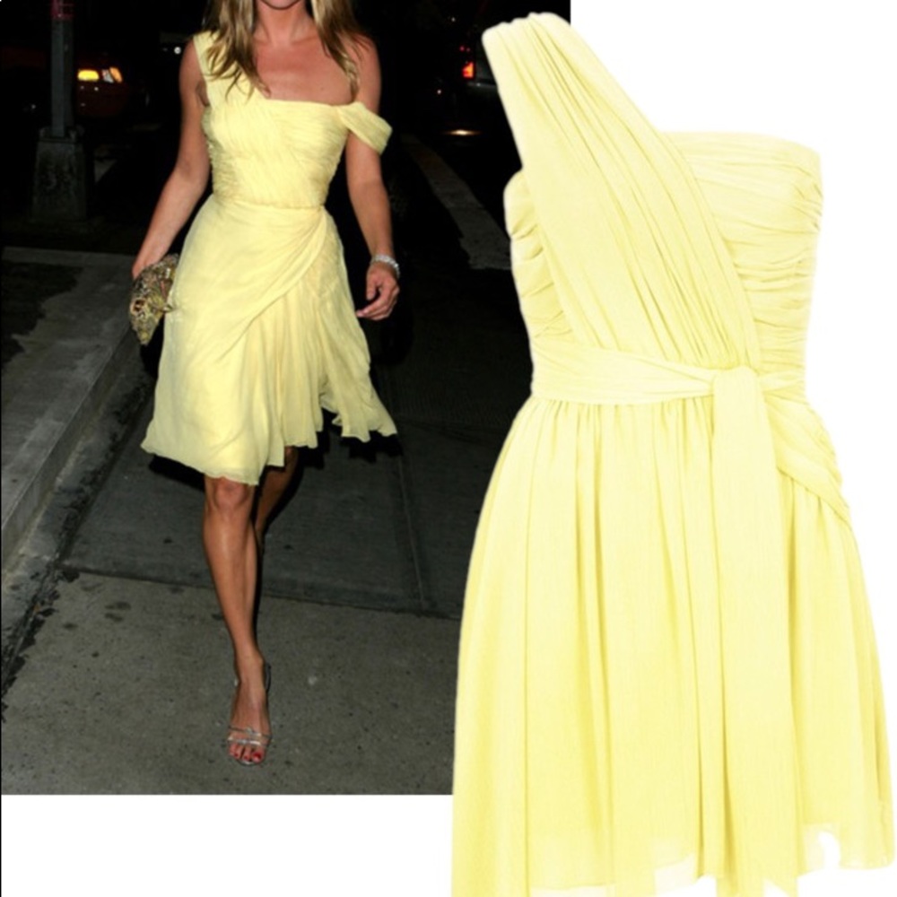 TOPSHOP Kate Moss Yellow Chiffon tie waist dress S
